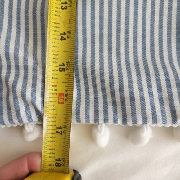 PRICE DROP Blue & White Striped Pompom Pillow Covers! - Picture 5 of 5